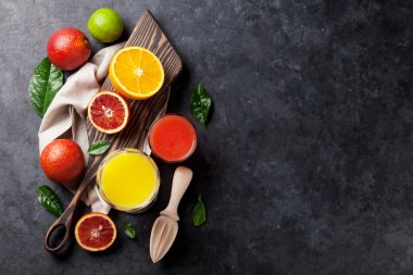 Fresh citruses and juice clipart