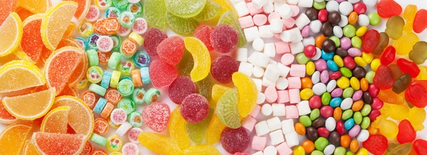 Bunte Bonbons, Gelee und Marmelade — Stockfoto