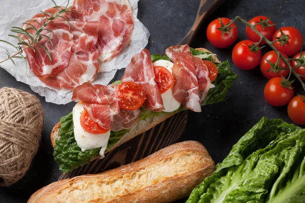 Ciabatta sandwich cooking — Stock Photo, Image