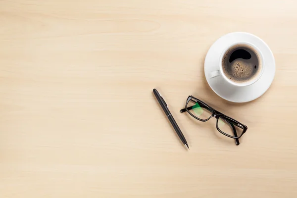 Office desk with coffee — Stock Photo, Image