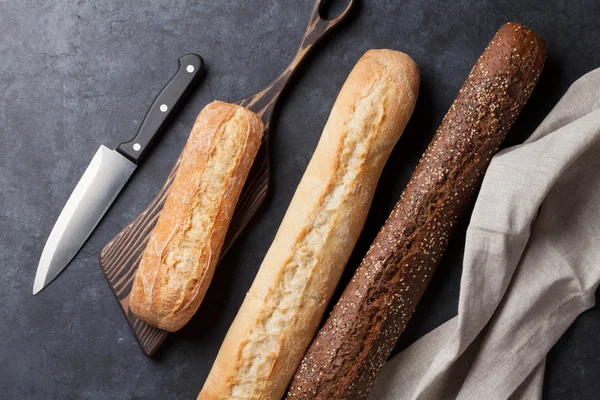 Mixed breads and knife