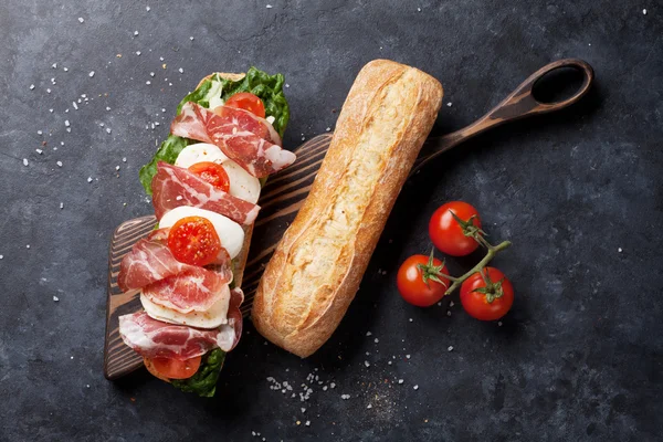 Sanduíche de Ciabatta com salada — Fotografia de Stock