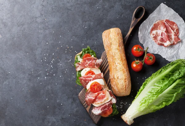 Ciabatta-Sandwich mit römischem Salat — Stockfoto
