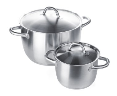 Two stainless steel pots clipart
