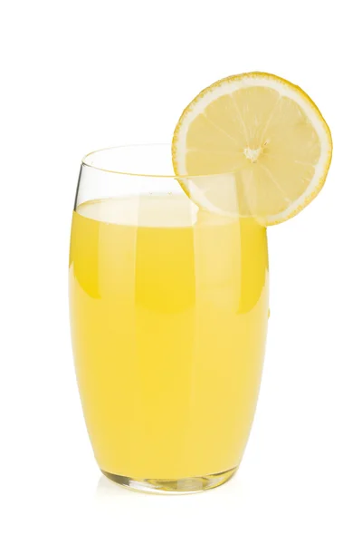 Lemon juice glass with lemon slice — Stock Photo, Image