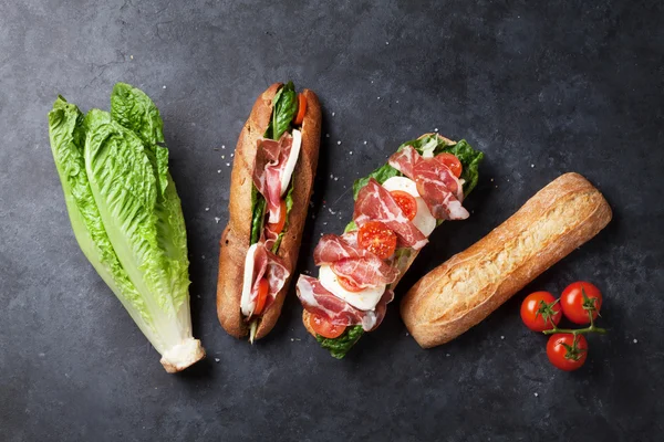 Sanduíche de ciabatta com salada romaine — Fotografia de Stock