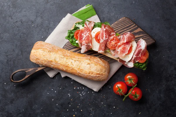 Ciabatta sandwich with romaine salad — Stock Photo, Image