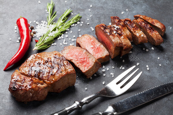 Grilled striploin steaks