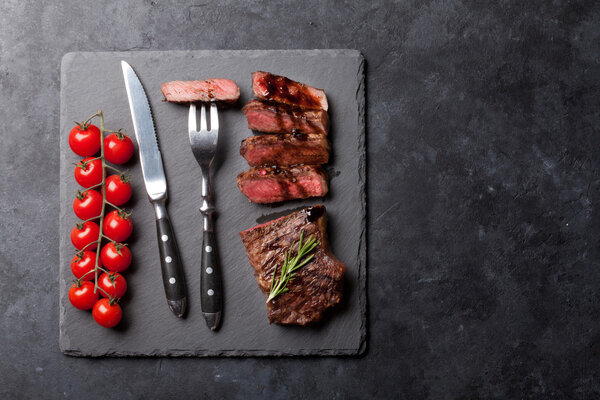 Grilled striploin steaks