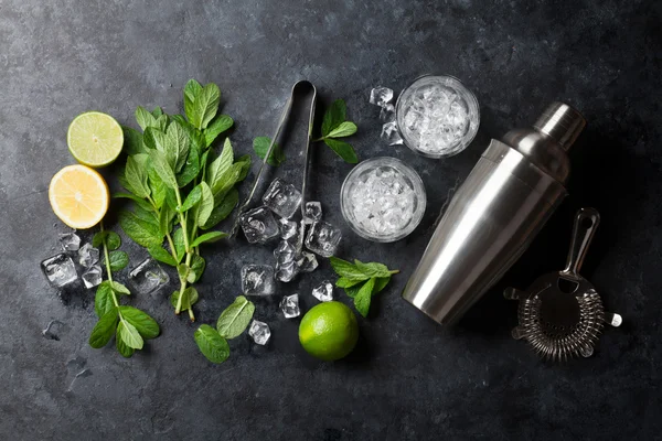 Mojito cocktail making — Stockfoto