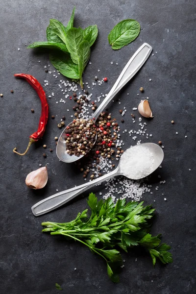 Pepper and salt spices — Stock Photo, Image