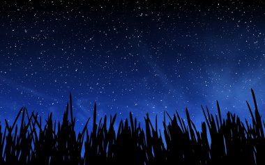 Derin gece gökyüzünde birçok yıldız ile