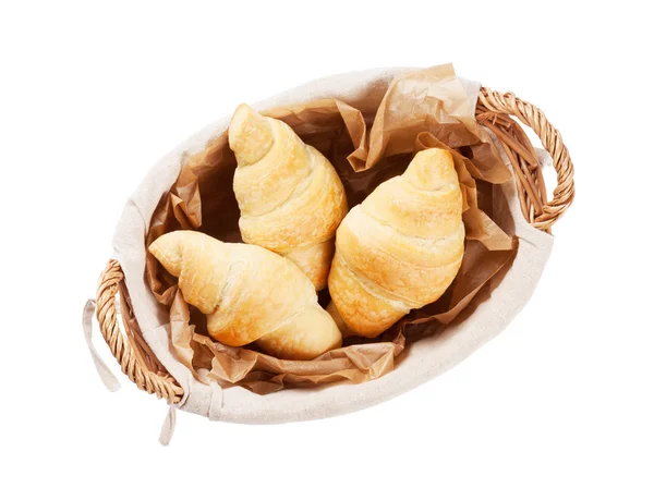 Fresh croissants basket — Stock Photo, Image