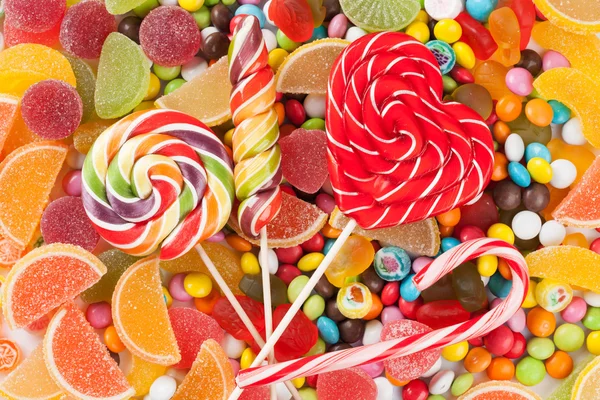 カラフルなお菓子とマーマレード — ストック写真
