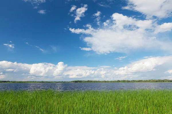 Paisaje con río y cielo nublado — Foto de Stock