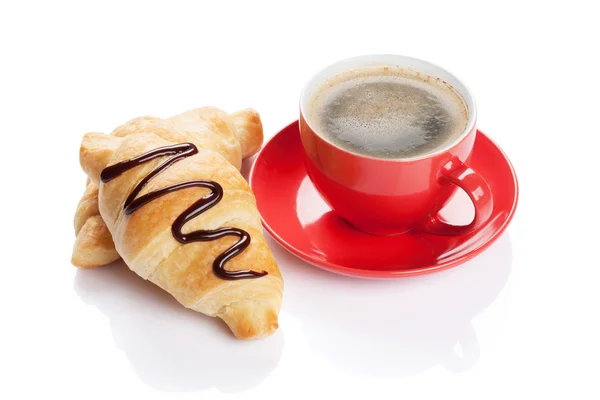 Frische Croissants und Kaffee — Stockfoto