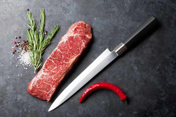 Raw striploin steak