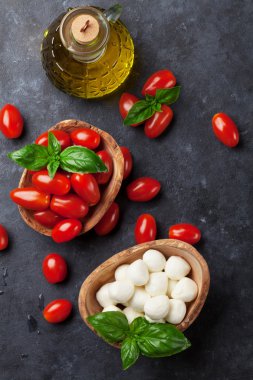 Mozzarella peyniri, domates ve fesleğen