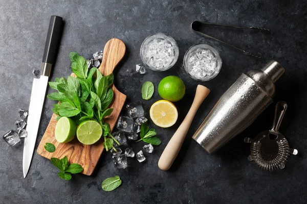 Mojito cocktail maken — Stockfoto