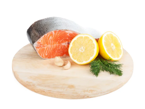 Salmon on cutting board — Stock Photo, Image