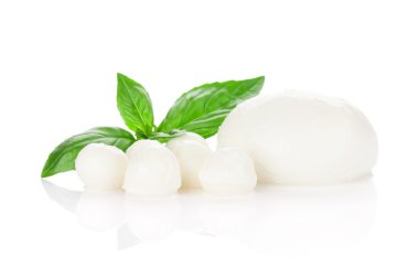 Mozzarella cheese and basil clipart