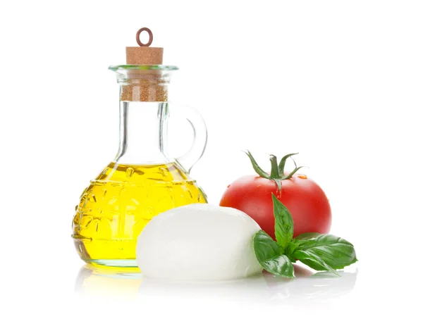 Mozzarella cheese, tomato and basil — Stock Photo, Image