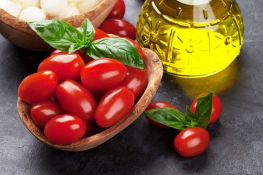 Mozzarella peyniri, domates ve fesleğen