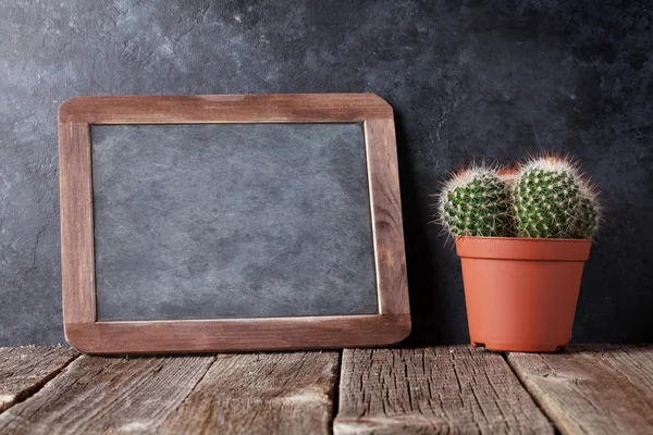 Cacto e chalkboard para o seu texto — Fotografia de Stock