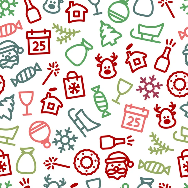 Weihnachtssymbole setzen nahtloses Muster — Stockvektor