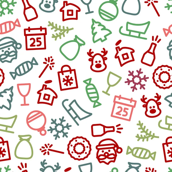 Dikişsiz desen Noel Icon set — Stok Vektör