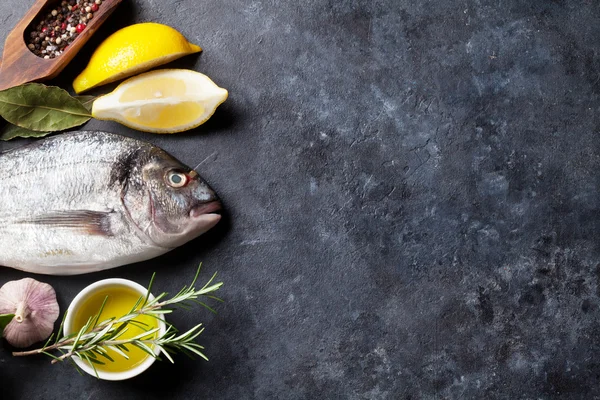 Сира риба з інгредієнтами — стокове фото
