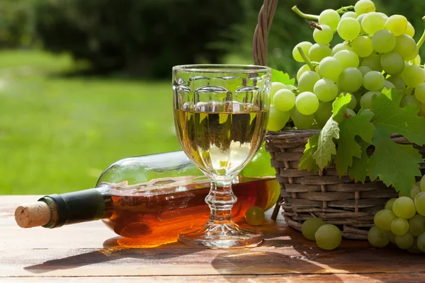 Witte druif en wijn — Stockfoto