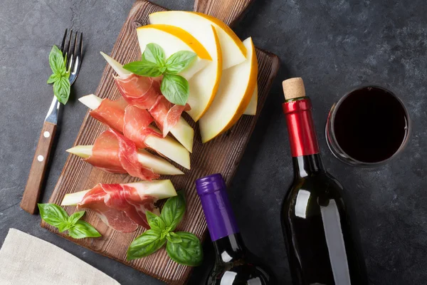 Melone con prosciutto e vino — Foto Stock