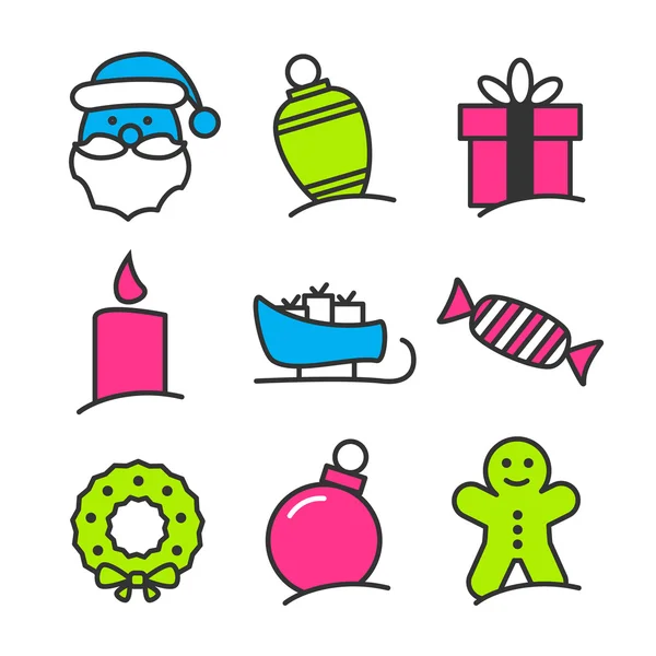 Conjunto de iconos de Navidad — Vector de stock