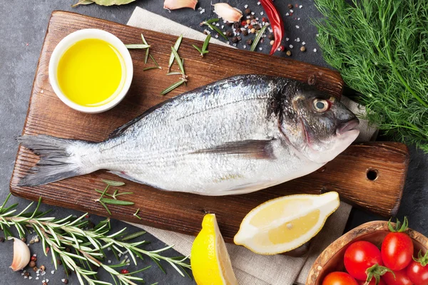 Rå fisk med ingredienser — Stockfoto