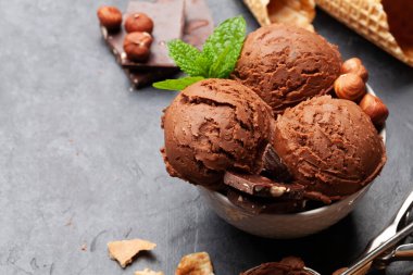 Fındıklı çikolatalı dondurma. Kopyalama alanı ile