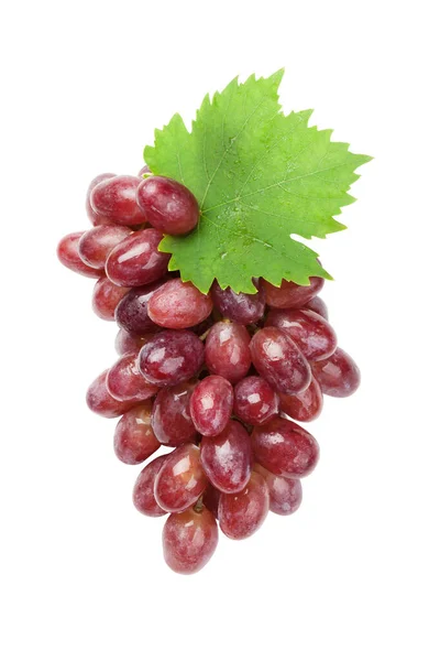 Red Grapes Leaves Isolated White Background Top View Flat Lay — Stock Photo, Image
