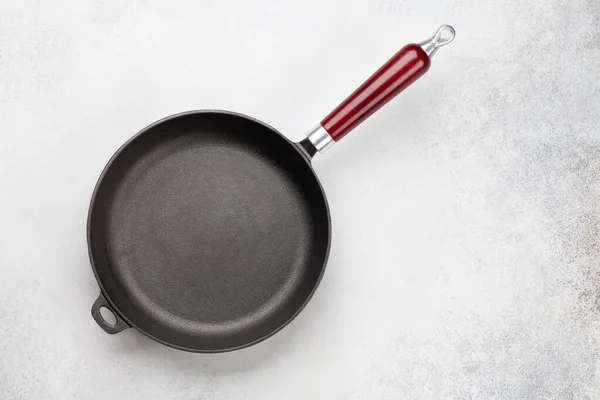 Frying Pan Kitchen Table Cooking Concept Top View Flat Lay — Stock Photo, Image