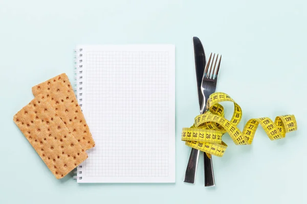 Hälsosam Mat Och Väga Förlust Koncept Kost Och Fitness Ovanifrån — Stockfoto