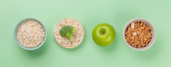 健康食品と減量の概念 ダイエットとフィットネス 最上階平面 — ストック写真