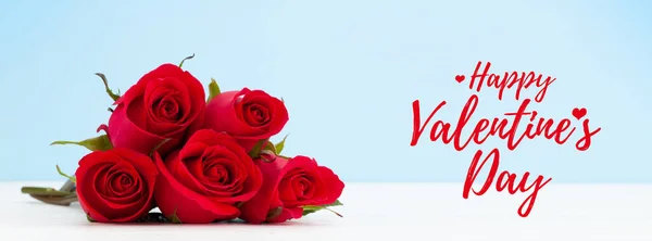 Tarjeta Felicitación Del Día San Valentín Con Ramo Flores Rosa — Foto de Stock