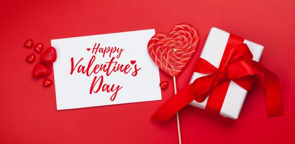 Carte Voeux Pour Saint Valentin Coffrets Cadeaux Bonbons Coeur Sur — Photo