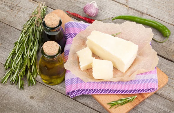 Cheese, herbs and spices — Stock Photo, Image