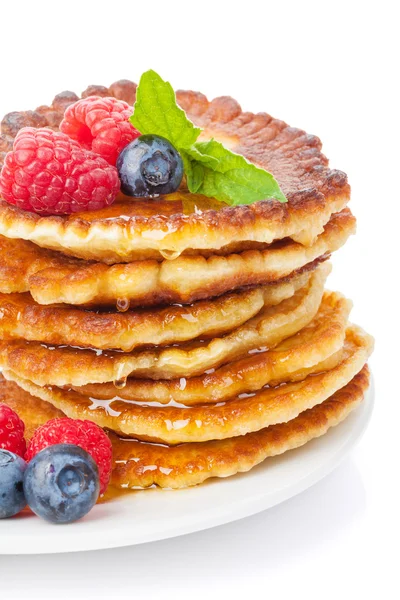 Pancakes with raspberries — Stock Photo, Image