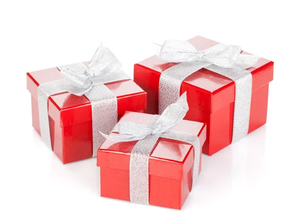 Three red gift boxes — Stock Photo, Image