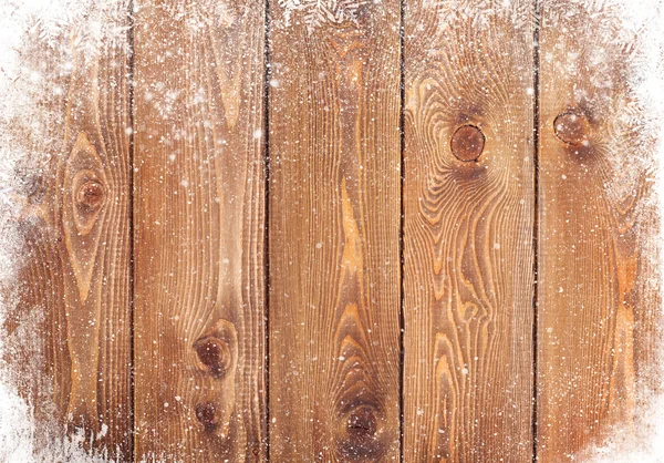 Textura de madeira velha com neve — Fotografia de Stock