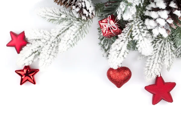 Ramo de árvore de abeto com decoração de Natal — Fotografia de Stock