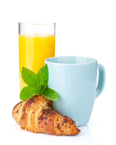 Coffee, orange juice and  croissant — Stock Photo, Image