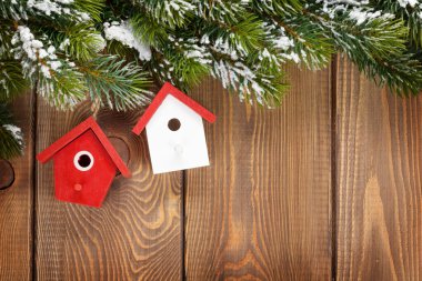 Noel köknar ağacı ve kuş evini dekor