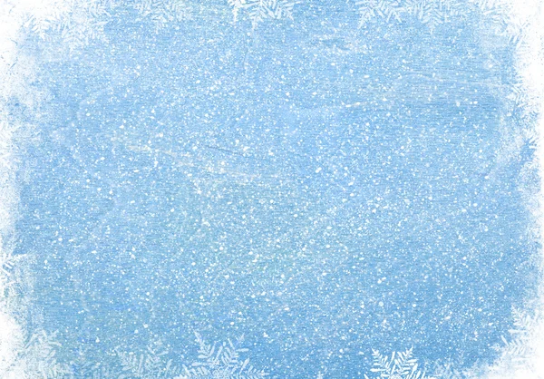 Textura de madeira azul com neve — Fotografia de Stock